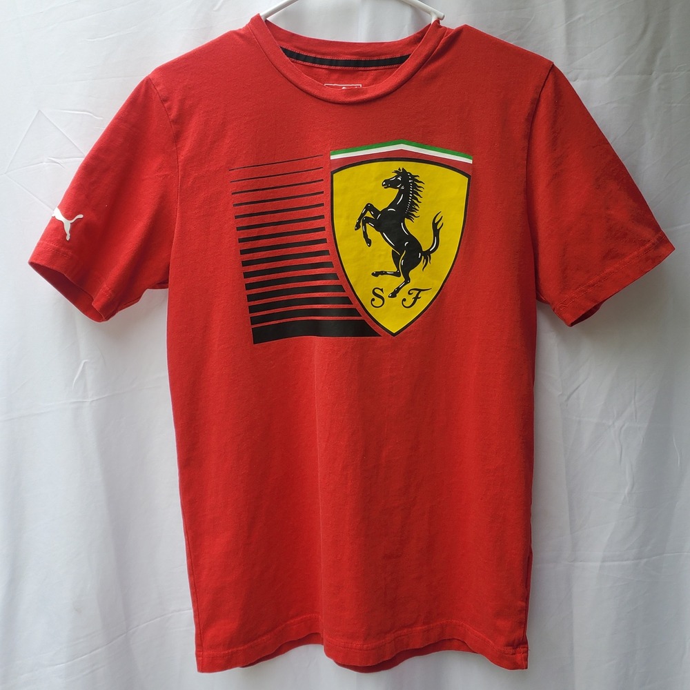 Puma Scuderia Ferrari Mens Small Red Graphic T-Shirt F1 Racing Tee Logo